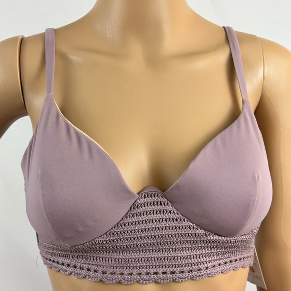 Shade & Shore Purple Underwire Bikini Top Crocheted Bodice Longline Cors… - Picture 3 of 8